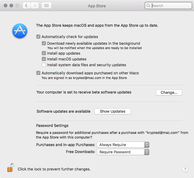 automatic updates for a mac sierra